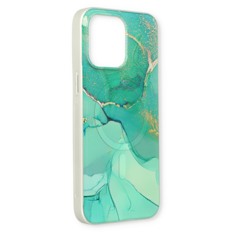 iPhone 15 Plus Blauw - MagSafe TPU Marmer