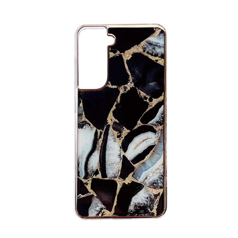 Samsung S23 FE - Marmer Back Cover - Zwart