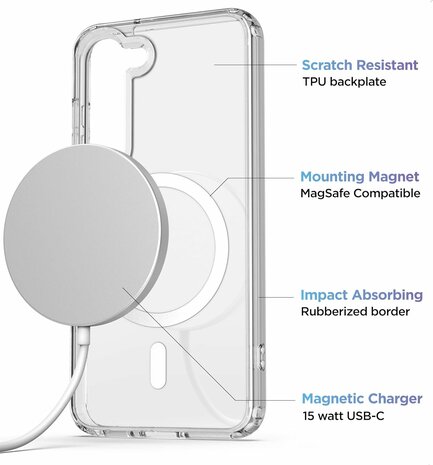 Samsung S23 Transparant - Anti Shock - Geschikt voor Magsafe