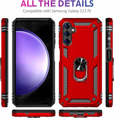 Samsung S23 FE Rood - Armor met Kickstand Ring