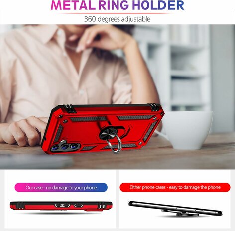 Samsung S23 FE Rood - Armor met Kickstand Ring