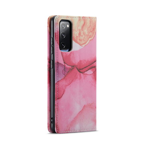 Samsung S21 FE Pink Rhodonite - Marmer Book Case