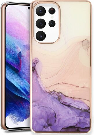 Samsung S24 Ultra - Marmer Back Cover - Paars