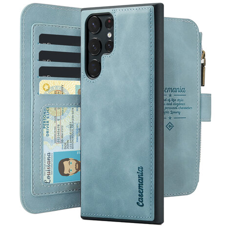 Samsung S24 Ultra Aqua Blue - 2 in 1 Book Case met Rits