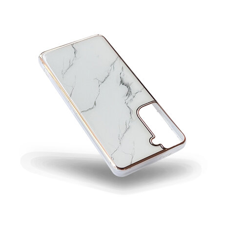 Samsung S24 Plus - Marmer Back Cover - Wit