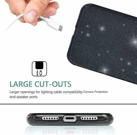 Samsung S24 - Glitter Back Cover - Zwart