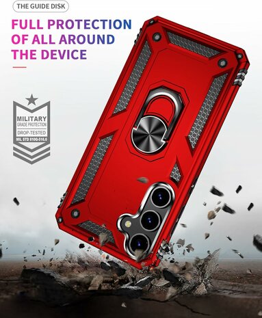 Samsung S24 - Armor met Kickstand Ring - Rood