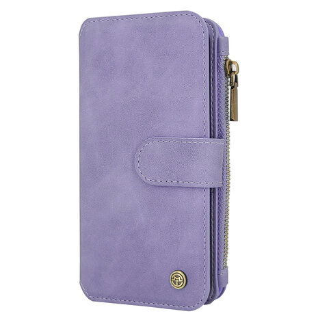iPhone 15 - Bright Lila - 2 in 1 Rits Book Case