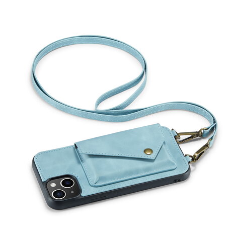 iPhone 15 Plus Aqua Blue - Back Cover met Koord