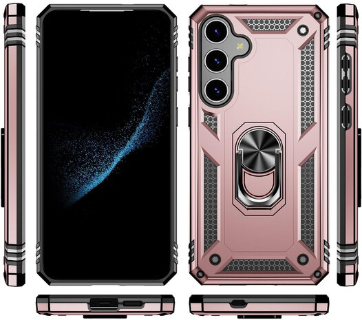 Samsung S24 Rosegoud - Armor met Kickstand Ring