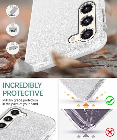 Samsung S24 - Glitter Back Cover - Zilver