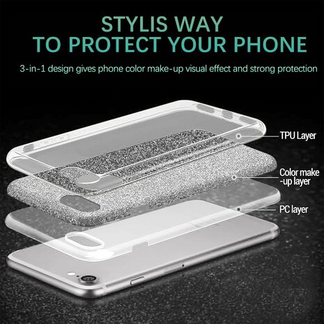 Samsung S24 - Glitter Back Cover - Zilver