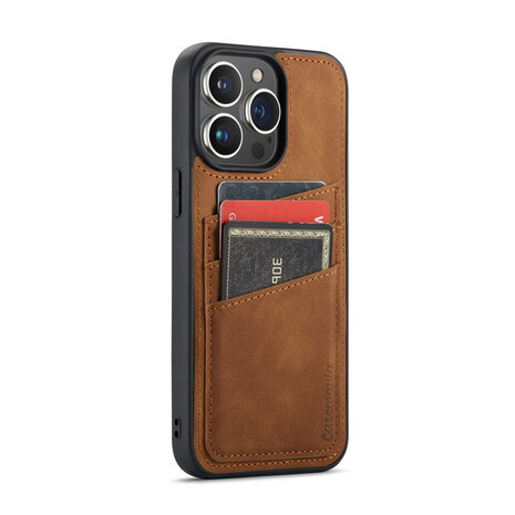 iPhone 15 Pro Max - Back Cover met Kaarthouder - Sienna Brown