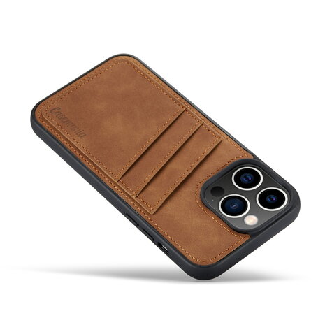 iPhone 15 Pro Max - Back Cover met Kaarthouder - Sienna Brown