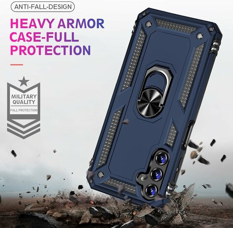 Samsung S23 FE Blauw - Armor met Kickstand Ring