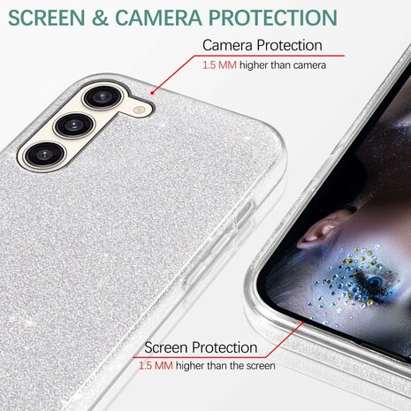 Samsung S24 Plus - Glitter Back Cover - Zilver