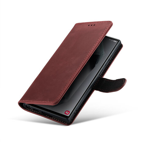 Samsung S24 Ultra Crimson Red - Leather Book Case