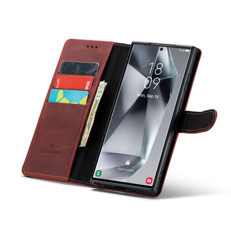 Samsung S24 Ultra Crimson Red - Leather Book Case