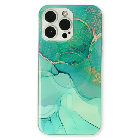 iPhone 14 Pro Blauw - MagSafe TPU Marmer