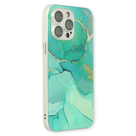 iPhone 14 Pro Blauw - MagSafe TPU Marmer
