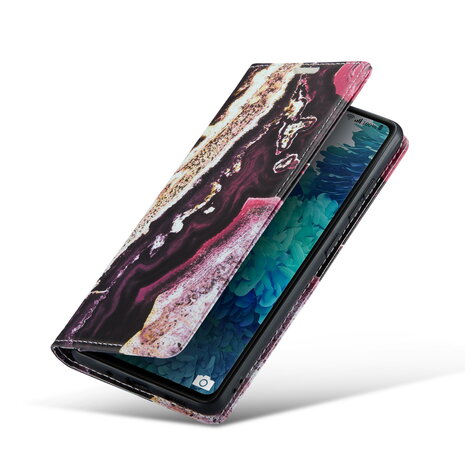 Samsung S21 FE Magenta Eudialyte - Marmer Book Case