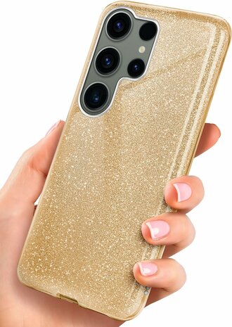 Samsung S24 Ultra - Glitter Back Cover - Goud