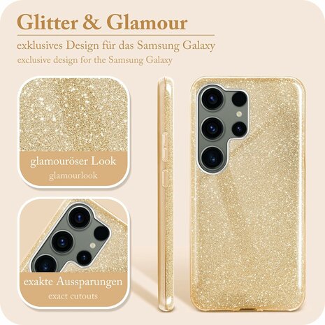 Samsung S24 Ultra - Glitter Back Cover - Goud