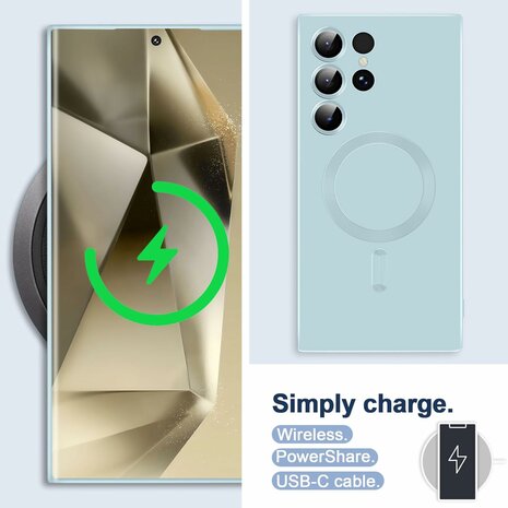 Samsung S24 Ultra - Licht Blauw Blauw - MagSafe Matte TPU