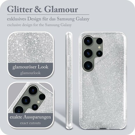 Samsung S24 Ultra - Glitter Back Cover - Zilver