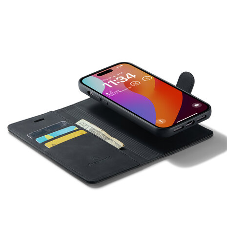 iPhone 15 Plus Charcoal Gray - 2 in 1 MagSafe Book Case
