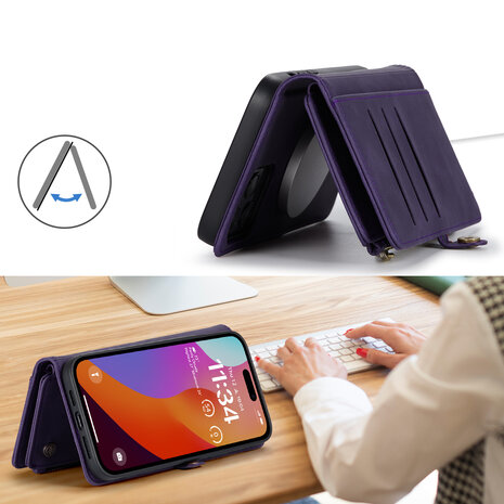 iPhone 15 Plus Deep Purple - MagSafe Book Case met Rits