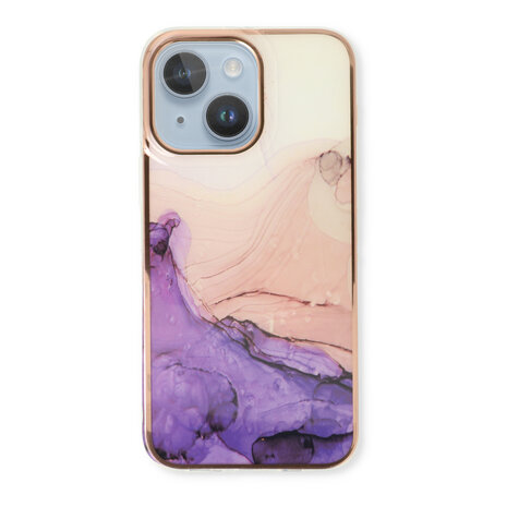 iPhone 15 Plus - Marmer Back Cover - Paars