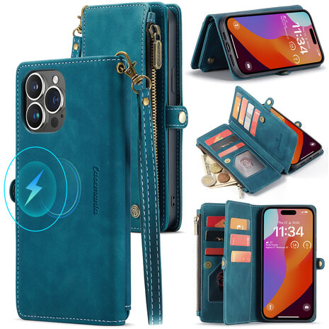 iPhone 15 Plus Emerald Green - MagSafe Book Case met Rits
