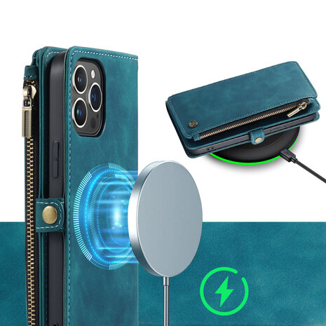 iPhone 15 Plus Emerald Green - MagSafe Book Case met Rits
