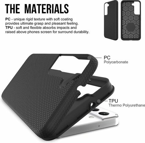 Samsung S22 Plus Zwart - Anti Slip Matte Armor