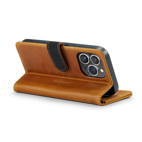 iPhone 14 Pro Bruin - Lederen Book Case