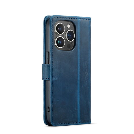 iPhone 14 Pro Blauw - Lederen Book Case