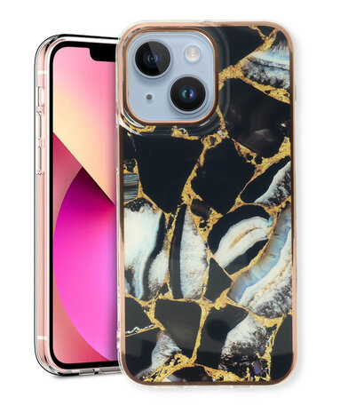 iPhone 15 Plus - Marmer Back Cover - Zwart