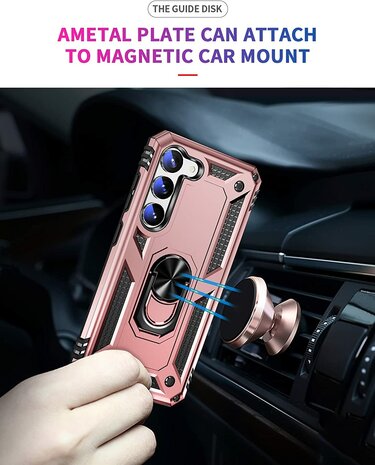 Samsung S23 Plus Rosegoud - Armor met Kickstand Ring