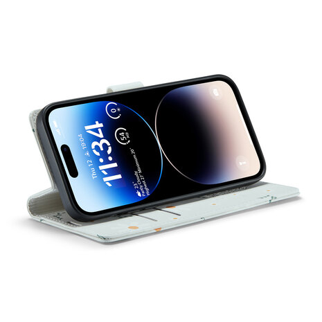 iPhone 14 Pro met Madeliefje Print - Book Case