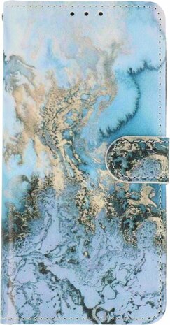 Samsung S23 met Marmer Blauw Print - Book Case