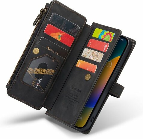 iPhone 14 Pro Charcoal Gray- Book Case met Rits