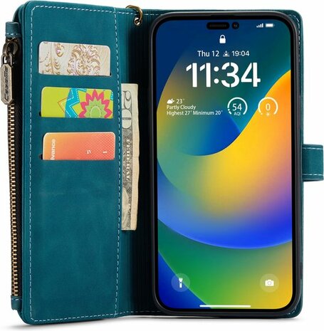 iPhone 14 Pro Emerald Green - Book Case met Rits