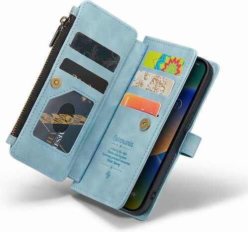 iPhone 14 Plus Aqua Blue - Book Case met Rits