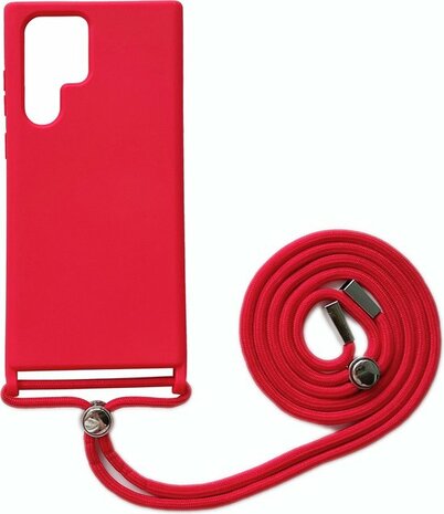 Samsung S22 Ultra Rood - TPU Back Cover met Koord