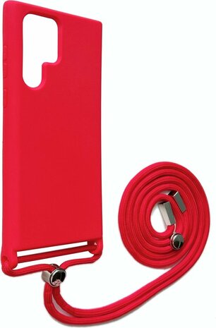 Samsung S22 Ultra Rood - TPU Back Cover met Koord