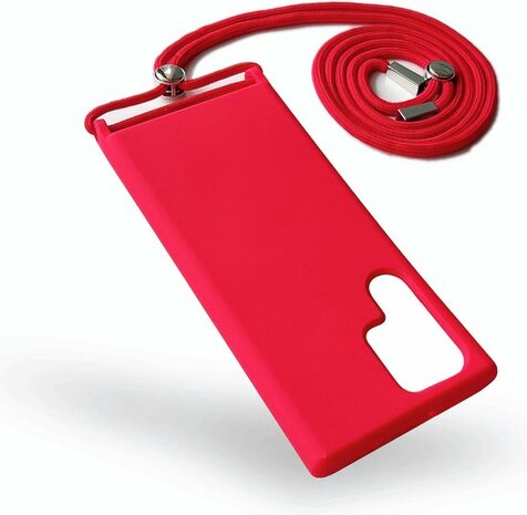 Samsung S22 Ultra Rood - TPU Back Cover met Koord