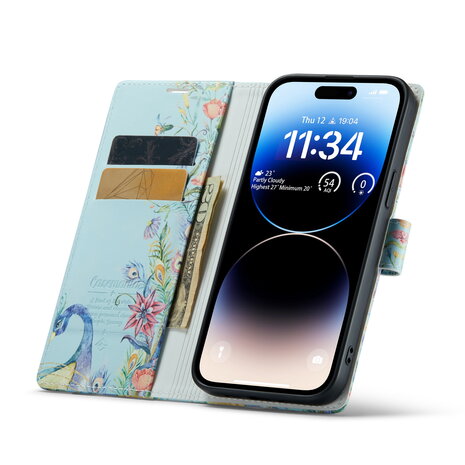 iPhone 14 Pro met Pauw Print - Book Case