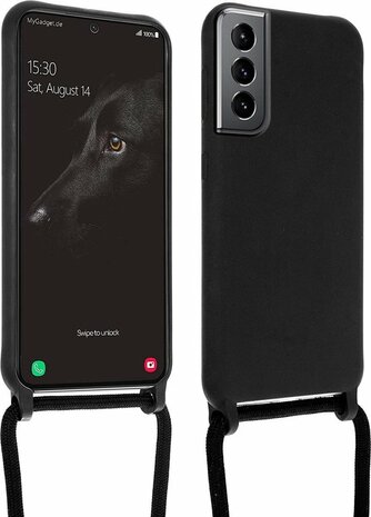 Samsung S21 FE Zwart - TPU Back Cover met Koord