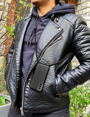 Samsung S21 FE Zwart - TPU Back Cover met Koord